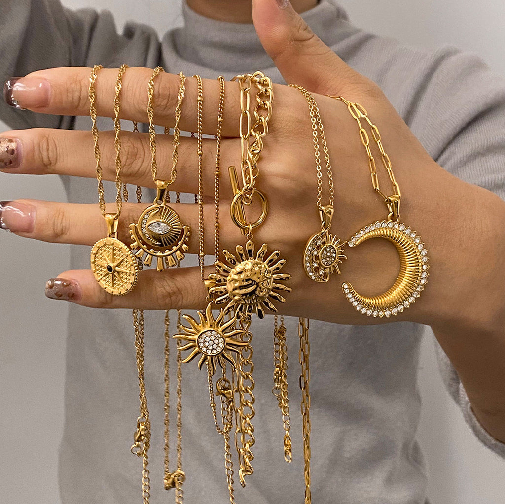 2H Stainless Steel Eight-Pointed Star Necklace Collarbone Chain Jewelry necklace