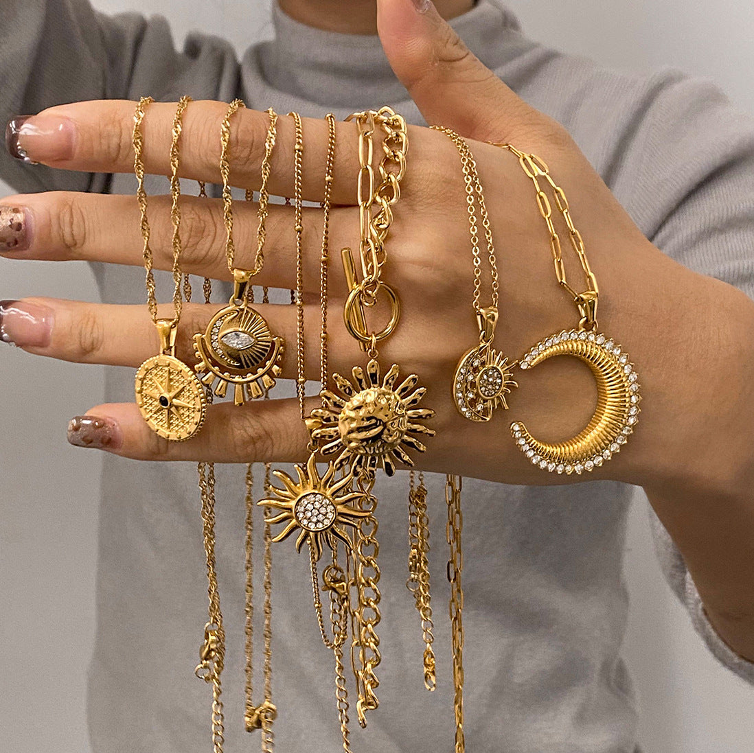 2H Stainless Steel Eight-Pointed Star Necklace Collarbone Chain Jewelry necklace