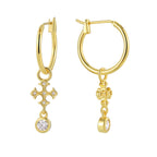 E0812 Vintage Creative Design Earrings for Women Gold-Plated Cross Zirconia Drop Earrings Jewelry