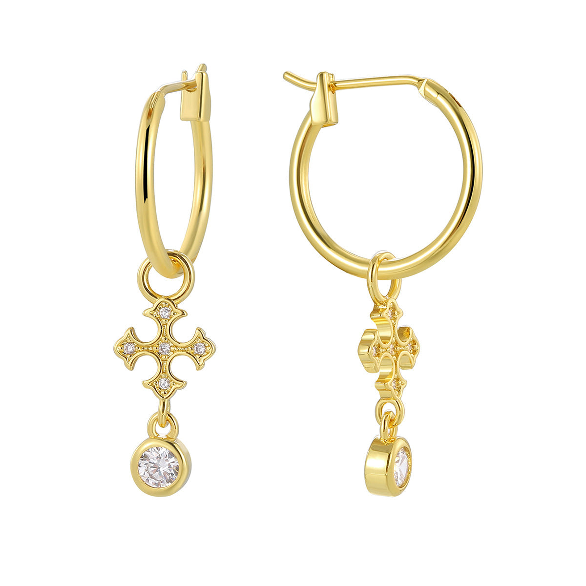 E0812 Vintage Creative Design Earrings for Women Gold-Plated Cross Zirconia Drop Earrings Jewelry