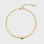 B0168 Minimalist Monochrome Nearly Curved Half Circle Bracelet for Women Fashion Retro Cool Style Green Zircon