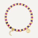 B0294 Crescent Moon Inlaid Zircon Beaded Fashion Bracelet