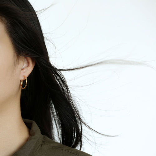 14K Gold-Plated Brass Asymmetric Hoop Earrings with asymmetric design details