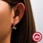 925Sterling Silver Inlaid Diamond Animal Goldfish Pendant Hoop Earrings Hot-Selling Heart Lightning Earrings for Women