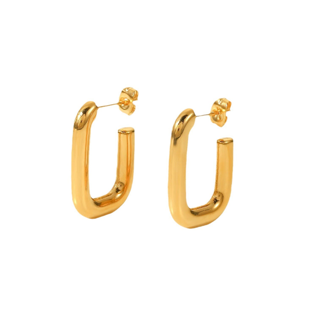 2H  Blogger Same Style Earrings Studs18K Gold Open Square Earrings Jewelry for Women