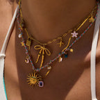 2H Stainless Steel Heart Layered Necklace Collarbone Chain Non-Fading Jewelry