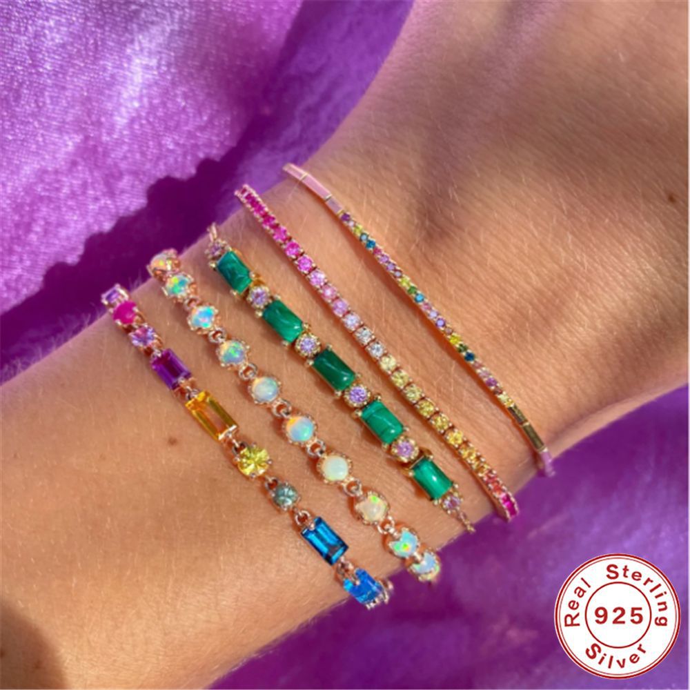 S925 Sterling Silver Five Pointed Star Diamond Circle Bracelet