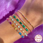 S925 Sterling Silver Five Pointed Star Diamond Circle Bracelet