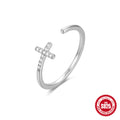 Stackable 925 Sterling Silver Ring — stone or setting detail — alternate angle 2 — jewelry finish and design detail