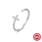 S925Sterling Silver Curved Petal Single Row Diamond Luxury Stacked Open Ring Hot Selling Index Finger Ring