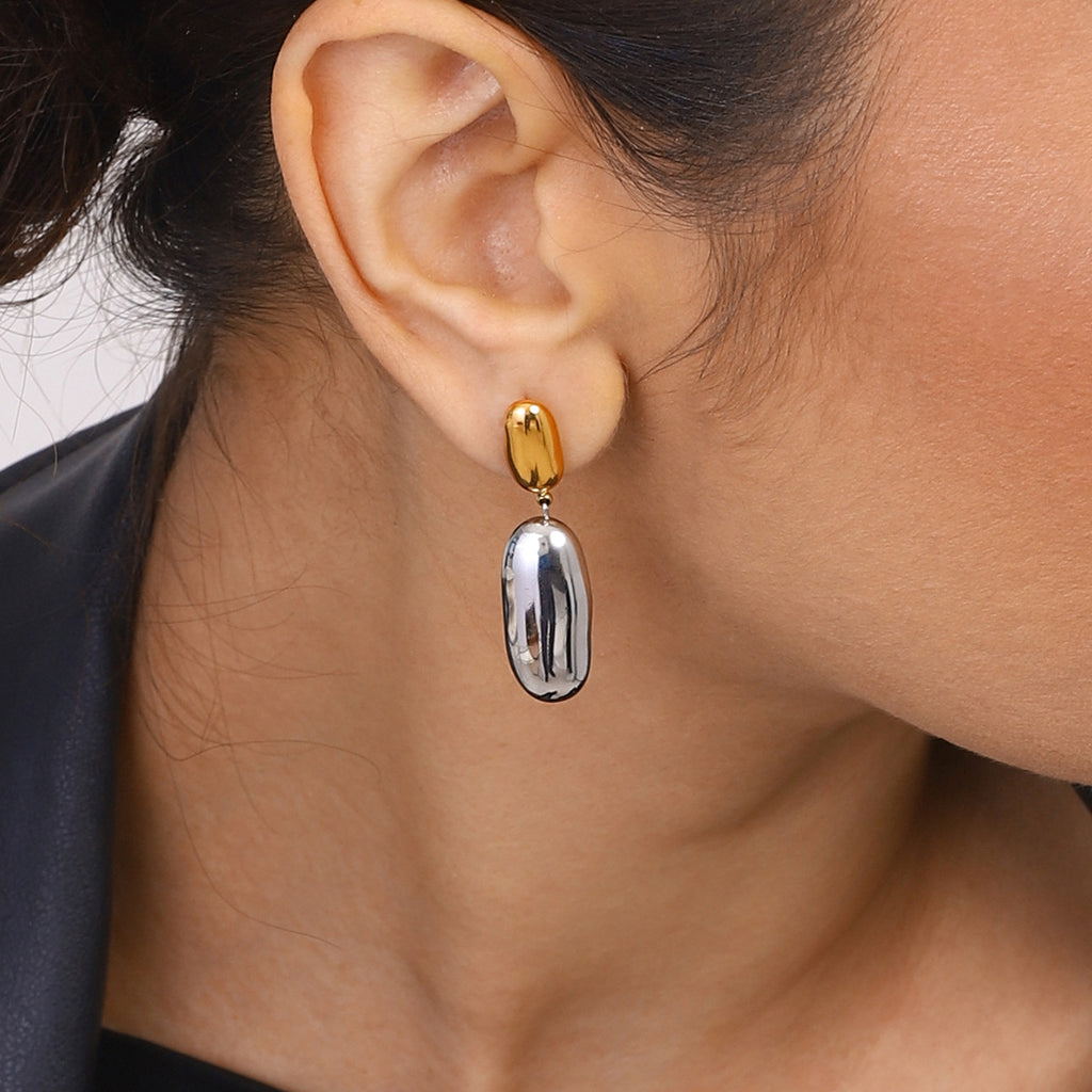 Stainless Steel Color Block Round Stud Earrings Earrings