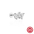 Zircon Tassel 925 Sterling Silver Cartilage Stud Earrings — design contour — alternate angle 2 — jewelry finish and design detail