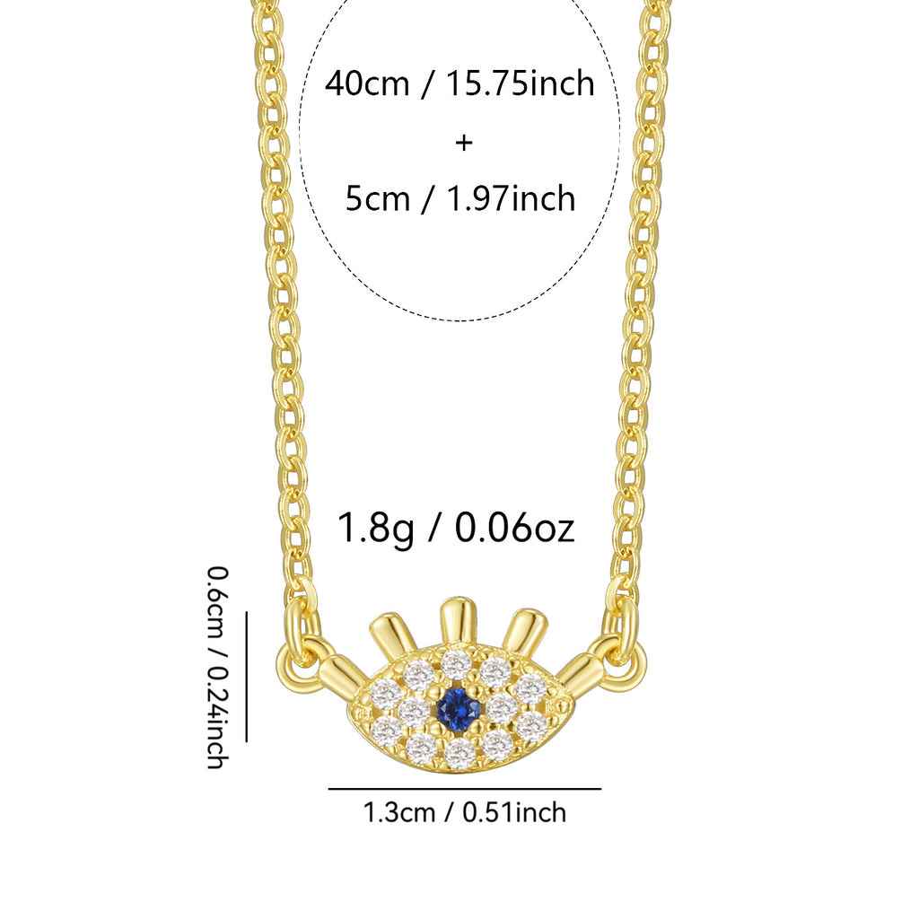 S925 Silver Blue Eye Necklace Minimalist Diamond Collarbone Chain