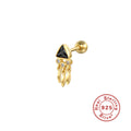 Triangle Zircon Tassel 925 Sterling Silver Cartilage Earring — design contour — jewelry finish and design detail