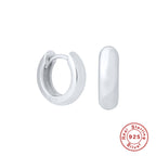 S925Pure Silver Minimalist Smooth Surface hoop Ear Hoops Ear Clips Earrings Street Style Hot Selling Exaggerated Ear Jewelry