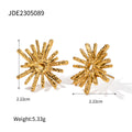 Turquoise Gold-Plated Stainless Steel Stud Earrings — product styling — jewelry finish and design detail