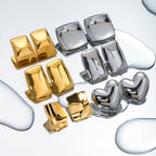 2H Trendy Simple Retro New Style18K Gold Rectangular Earrings for Women Trendy Minimalist Style Jewelry