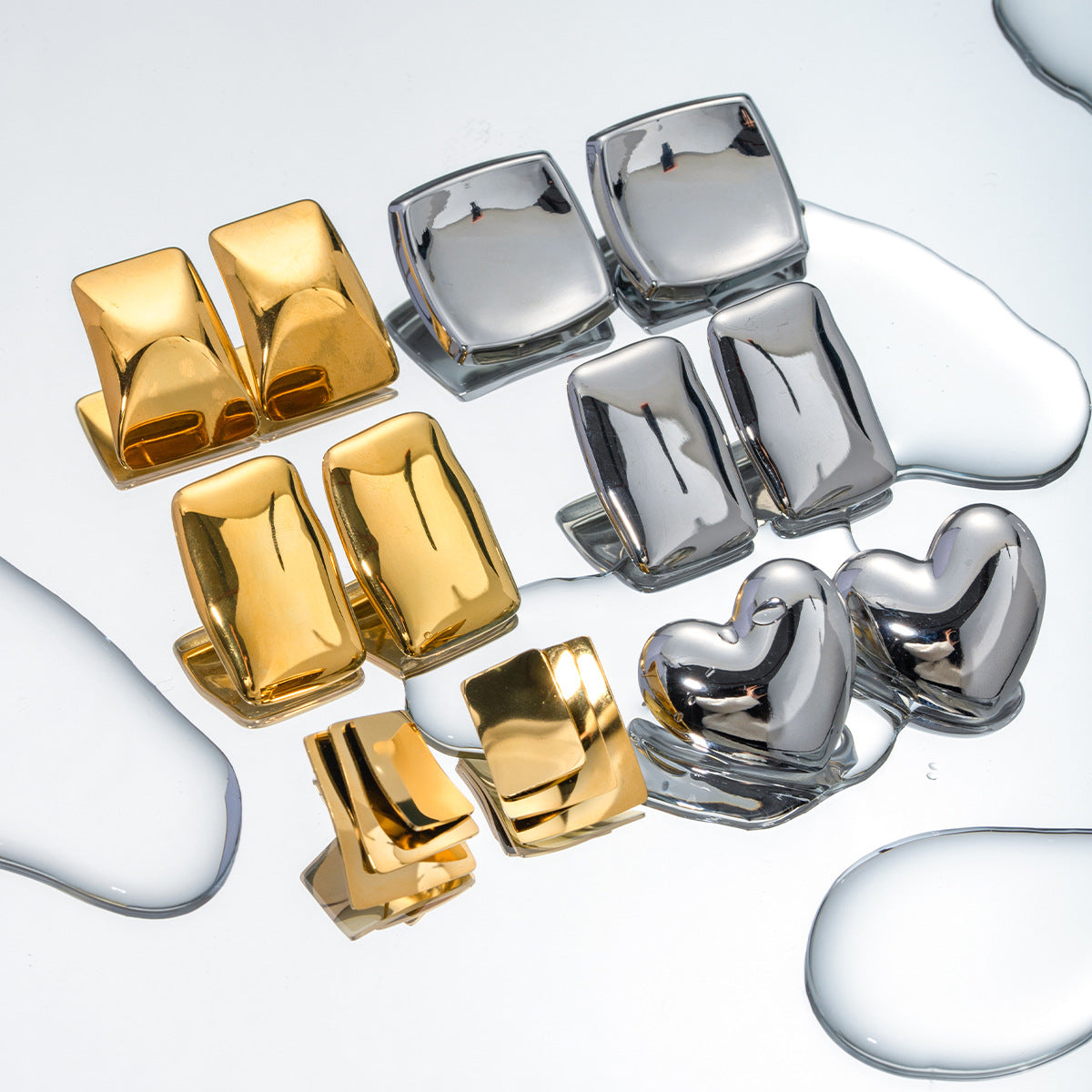 2H Trendy Simple Retro New Style18K Gold Rectangular Earrings for Women Trendy Minimalist Style Jewelry