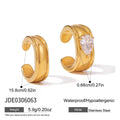 Gold-Plated Stainless Steel Teardrop Cubic Zirconia Ear Cuff Earrings — alternate product view — jewelry finish and design detail