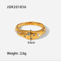 18K Gold-Plated Cubic Zirconia Stainless Steel Ring — alternate angle — jewelry finish and design detail