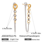 Stainless Steel Color Block Chain Tassel Earrings Studs18K Ornament