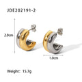 Enamel Stainless Steel Hoop Earrings in Gold-Plated — Clean-Lined Style — additional design view — jewelry finish and design detail