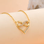 N0016 Japanese and Korean Elegant Luxury Design Hollow Heart Zircon Necklace for Women Infinity Symbol Pendant