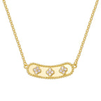 N0304 Nameplate Four-Leaf Clover Copper Necklace for Women New Trendy French Pendant