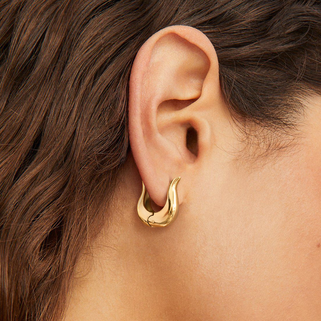 2H Stainless Steel Plain Hoop Metal Earrings Elegant Design Stud Earrings Jewelry