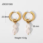 Same Style18K Gold Stainless Steel Earrings Fashionable Personality Pearl Earrings Hoop Earrings Women's Jewelry