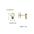 E0368 Korean Style Simple Copper Gold-Plated Round Purple Zircon Earrings for Women Synthetic Opal Stud Earrings In Stock