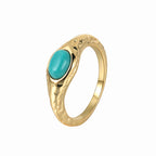 R0295 Simple Retro Oval Turquoise Ring for Women Fashion Ring