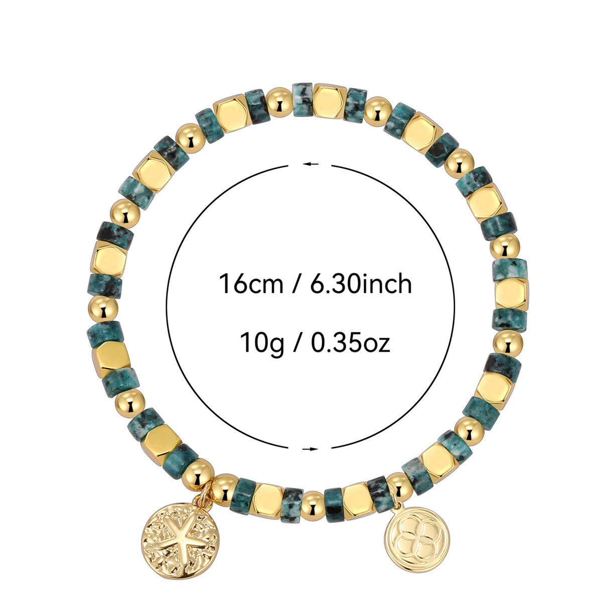 B0270 Vintage and Starfish Round African Turquoise Beaded Bohemian Fashion Bracelet