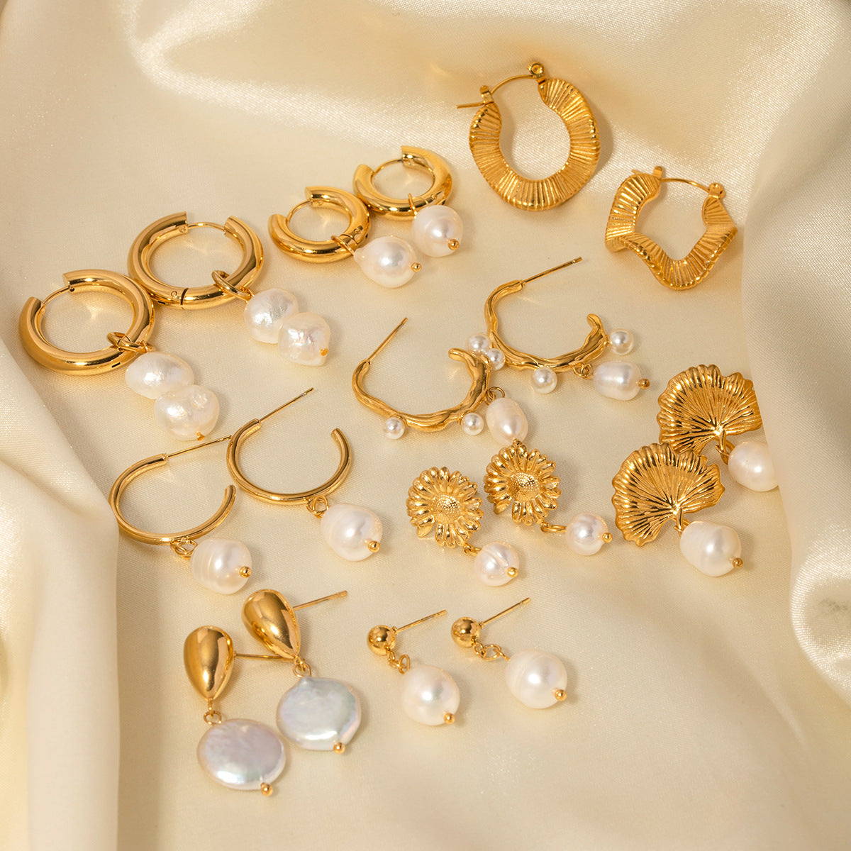 Stainless Steel Freshwater Pearl Earrings Fashion New Women's Large Pearl c Pendant Earrings Jewelry