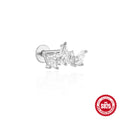 Sterling Silver cubic zirconia Tassel Threaded Ear Bone Stud Earrings — jewelry product photo 21 — jewelry finish and design detail