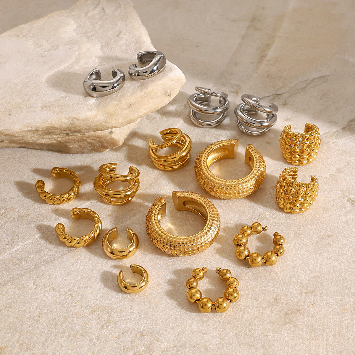 Stainless Steel gold Earrings Ear Clips Non-Pierced Ear Cuffs Ear Jewelry Accessories