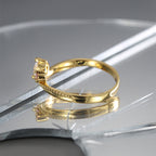 R0532 Fashion Trendy Ring for Women Retro Simple Design with Two-tone Zircon