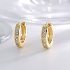 E0242 Minimalist Single-Sided Micro-Inlaid Zircon Earrings for Women with a Sense of Design and Cool Style Hoop Earrings
