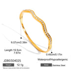 Zircon Bracelet for Women, Non-Fading Open Bangle, Stainless Steel Jewelry