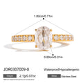Cubic Zirconia Stainless Steel Ring in Gold-Plated — Luminous Finish — alternate angle — jewelry finish and design detail