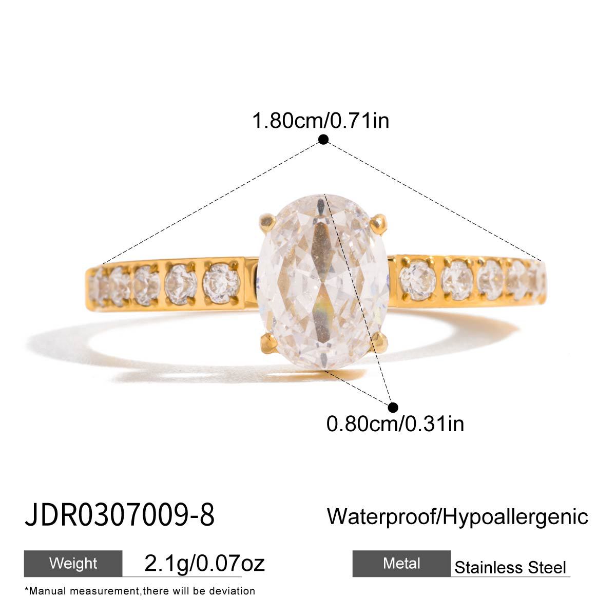 2H Zircon Ring Non-Fading Necklace Women's Finger Bracelet Stainless Steel Jewelry