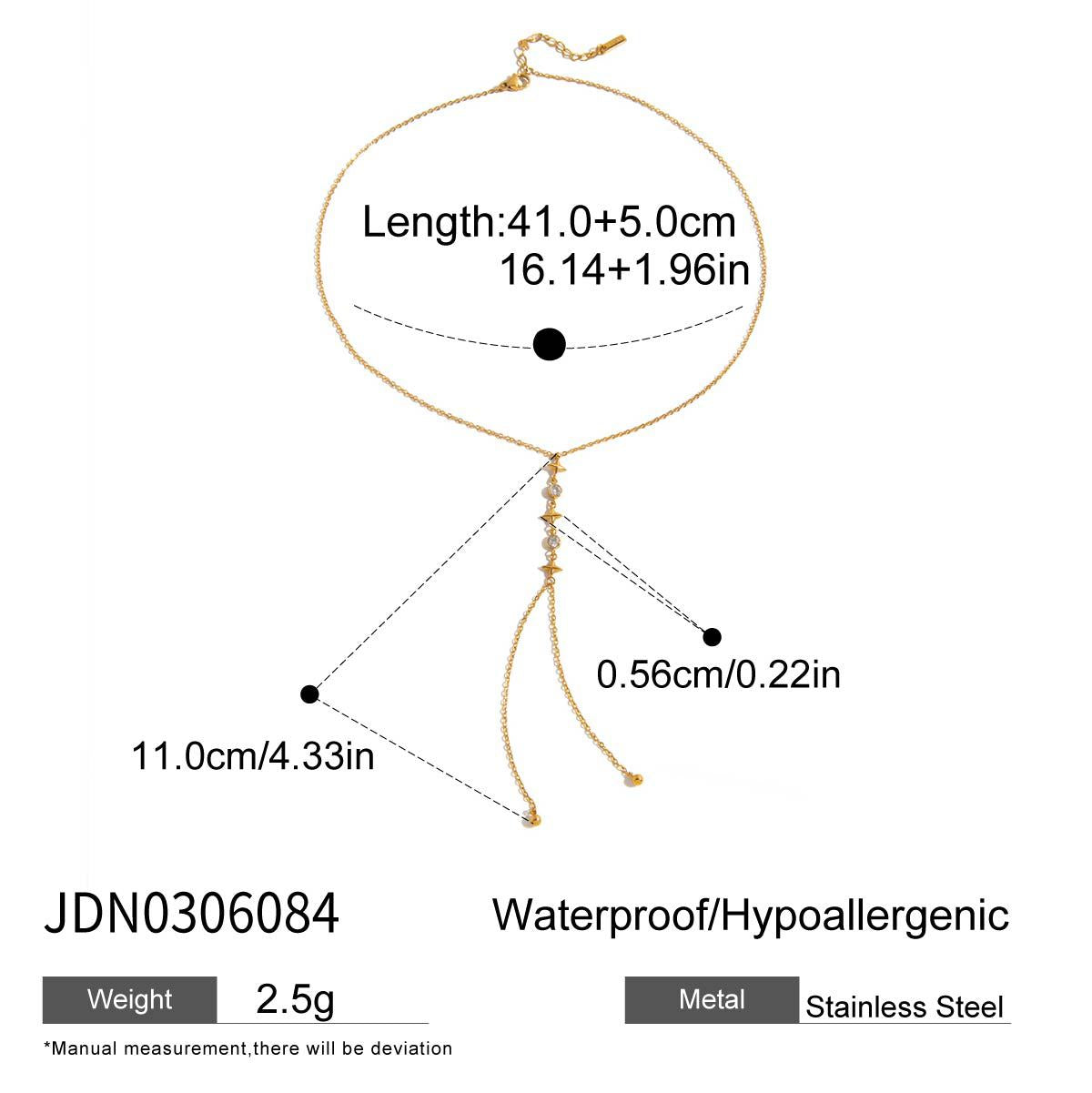 Stainless Steel Zircon y Long Chain Necklace Jewelry for Women Autumn Winter Sweater Chain