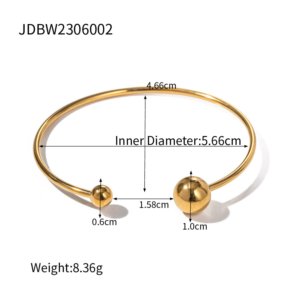 2H2025New Trendy  Design18k Gold-plated Stainless Steel Open Ball Bracelet Jewelry