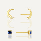 SE0248 S925Silver Star Moon Earrings Vintage Zircon Two Pairs of Earrings