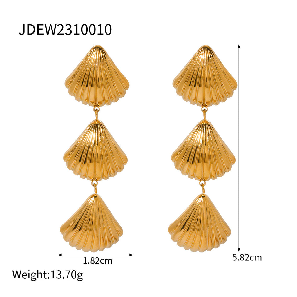 2H2025Summer Ocean Series Stainless Steel Earrings Shell Earrings Earrings for Women