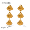 Seashell Stainless Steel Gold-Plated Earrings — close-up detail — jewelry finish and design detail