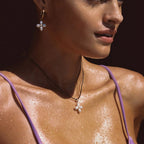 2H Jewelry Stainless Steel Pearl Necklace Cross Earrings Earrings Women