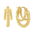Gold-Plated Brass Twisted Round Hoop Earrings styled for independent jewelry boutiques