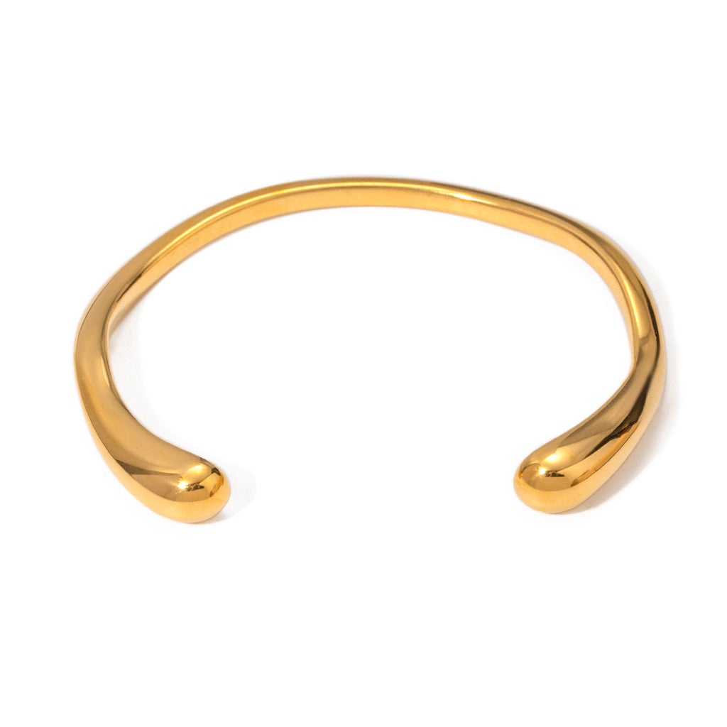 2H 18K Gold Stainless Steel Open Bracelet Minimalist Fashion High-end Smooth Bracelet
