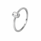 R0250 French Fashion Simple Square Zircon Ring for Women Fresh Versatile Design Ring